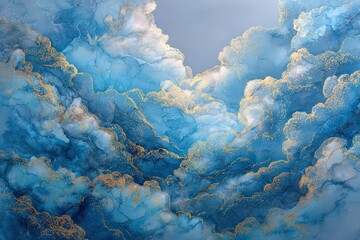 Abstract Blue And Gold Cloud Pattern