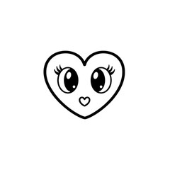 Cute cartoon heart with eyes isolated on transparent background for valentines day design