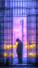 Silhouette figure at dawn