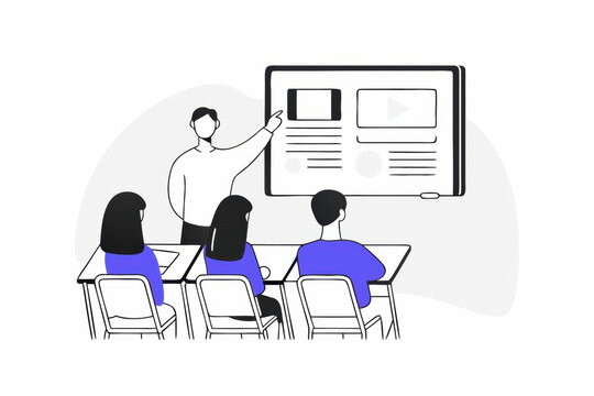 Group of students attending a presentation in a classroom during a learning session