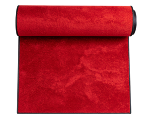 Top View of Rolled Out Red Carpet Runner, Clean Edges and Smooth Texture, Transparent PNG
