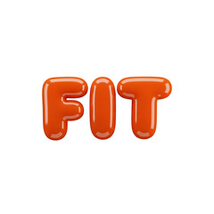 The word fit in orange bubble letters isolated on transparent background, promoting a healthy lifestyle