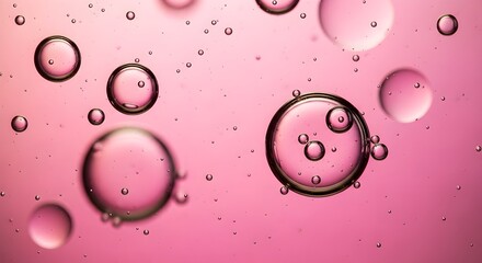 Oil drops in pink water for abstract background