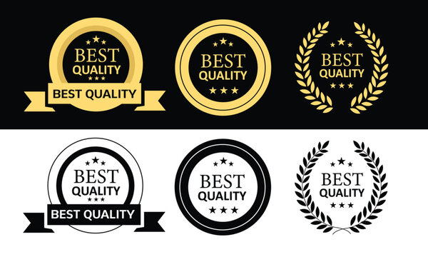 Best quality badge vector and labels design elements. High quality badge. Gold and black vector emblems collection.