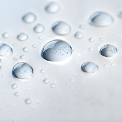 Macro close up of glistening water droplets on a dark metallic surface isolated on transparent background