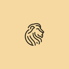 Lion logo in smooth and minimalist line art illustration.