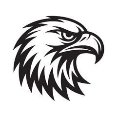 Tribal eagle head vector illustration in black and white. Aggressive hawk logo design, bold bird tattoo style graphic
