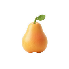 3d illustration of a single ripe yelloworange pear with a green leaf and stem, isolated on a clean transparent background, representing healthy food and natural sweetness