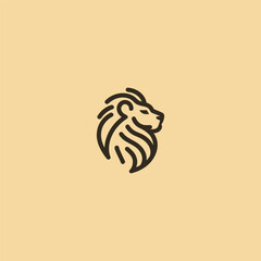 Lion logo in smooth and minimalist line art illustration.
