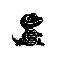 Vector cartoon gecko in sitting pose with skeletal rib detail and round eyes in simplified style