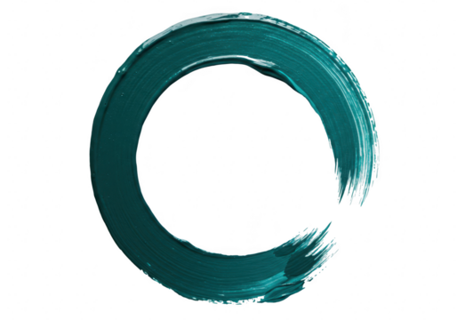 A single imperfect teal brushstroke forming a circle representing the zen symbol of enso symbolizing enlightenment and the universe isolated on - Powered by Adobe