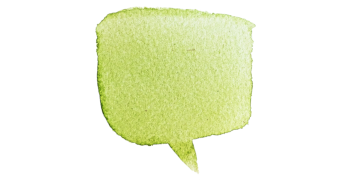 Green watercolor speech bubble isolated on white background for communication, dialogue, and graphic design use  transparent png