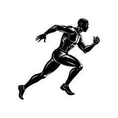single running men  isolated vector silhouettes