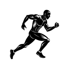 single running men  isolated vector silhouettes