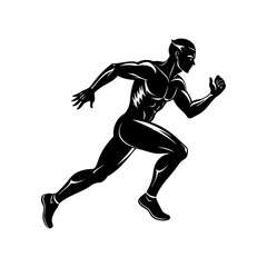 single running men  isolated vector silhouettes