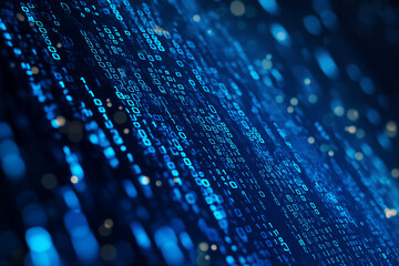 Digital encryption elegance, binary code matrix on dark blue canvas - A cybersecurity and cryptocurrency conceptual wallpaper