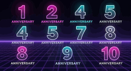 Celebrate milestones with this collection of stylized anniversary number silhouettes, perfect for festive designs and commemorative events, creating a vibrant, unforgettable visual.