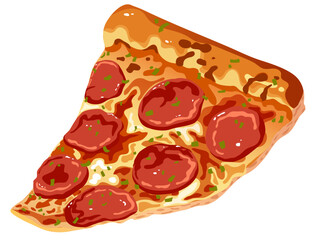 Pepperoni Pizza Slice - Anime Style Detailed Vector Illustration