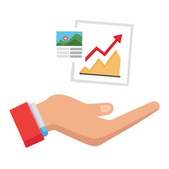 hand-helps-the-red-graph-grow--modern-photo-collag