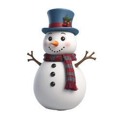 Adorable 3D Rendered Snowman Festive Winter Holiday Cheer