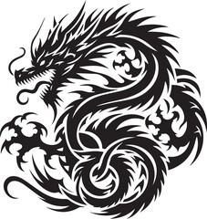 Tribal Dragon Tattoo vector  Design black on white background