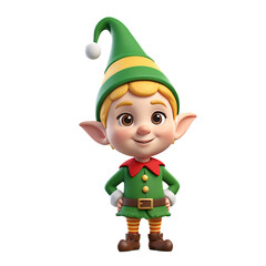 Adorable 3D Rendered Christmas Elf, Festive Holiday Character