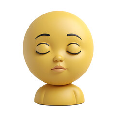 Serene Emoji Figurine: A 3D Rendered Peaceful Expression