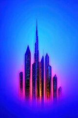 Obraz premium Neon cityscape silhouette