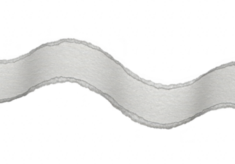 A wavy torn paper strip with a subtle gray hue and frayed edges isolated against a clean transparent background