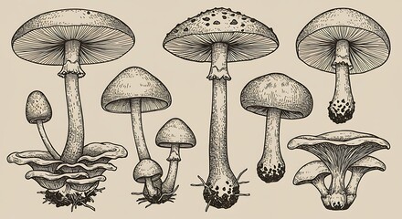 Fungal Flora: A Pen & Ink Collection
