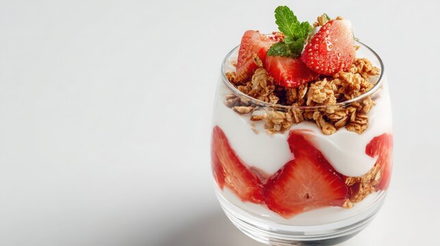 Strawberry yogurt parfait with granola