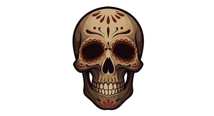 Obraz premium Ornate Sugar Skull: Intricate Design, Warm Hues