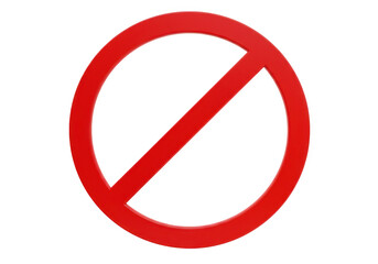 A red prohibition sign with a diagonal slash across a white circle is displayed against a clean transparent background indicating a forbidden action