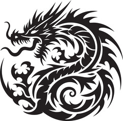 Tribal Dragon Tattoo vector  Design black on white background
