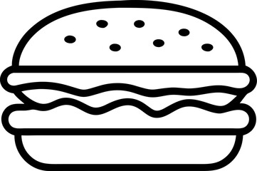 Modern Cheeseburger Outline &ndash; Meal, Snack & Takeaway Vector



