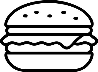 Modern Cheeseburger Outline – Meal, Snack & Takeaway Vector


