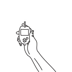 Sugar testing hands line art in vector