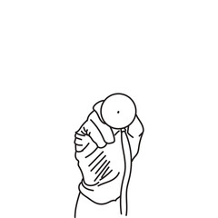 medical check up stethoscope in hand line art