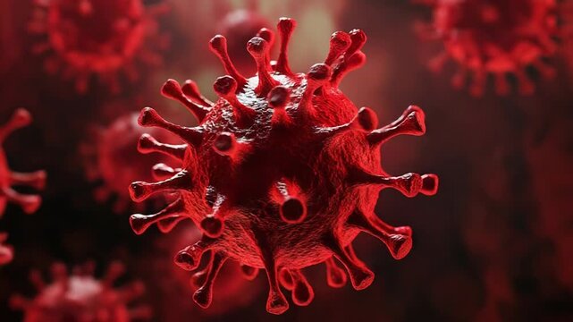 Coronavirus covid 19 cells floating in respiratory system causing pandemic