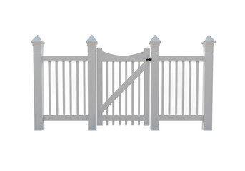 White Picket Fence Gate Isolated