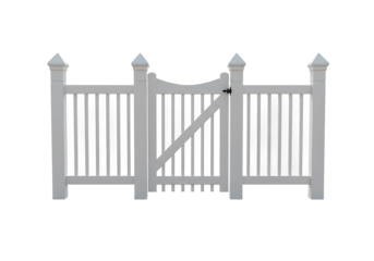 White Picket Fence Gate Isolated