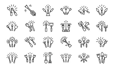 A comprehensive set of 24 black and white line icons representing diverse concepts such as business strategy, education, customer service, and daily life activities.