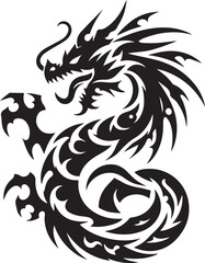 Tribal Dragon Tattoo vector  Design black on white background