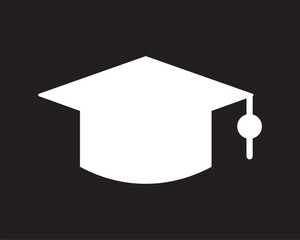 Graduation cap icon black and white. Graduation cap line icon vector illustration set
