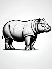 Fototapeta premium Hippopotamus silhouette vector