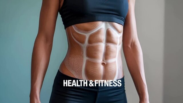 Woman's Muscular Core Anatomy Fitness and Health Concept