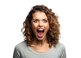 Woman shouting png mockup portrait