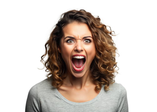 Woman shouting png mockup portrait 