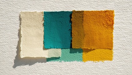 Fototapeta premium Four color swatches of handmade paper