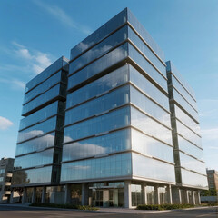 Fototapeta premium A luxurious office building on the roadside, with an extraordinary sense of luxury, used as a workplace.
